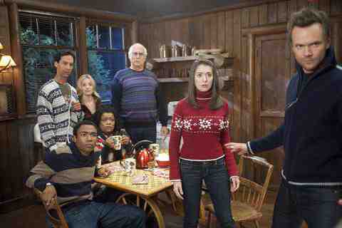 Donald Glover as Troy, Danny Pudi as Abed, Gillian Jacobs as Britta, Yvette Nicole Brown as Shirley, Chevy Chase as Pierce, Alison Brie as Annie, Joel McHale as Jeff in NBC’s Community